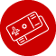 Ticket icon with airplane and suitcase symbols