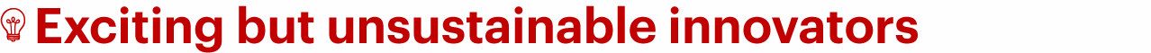 Subhead: Exciting but unsustainable innovators