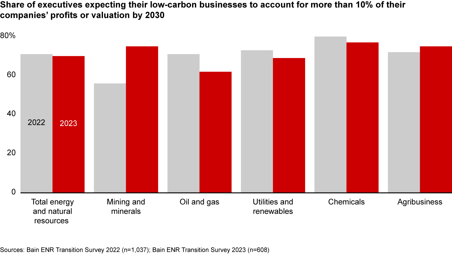 Expectations are high for the contributions of new, low-carbon businesses by 2030