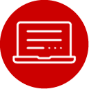 Icon with Laptop in a red circle.