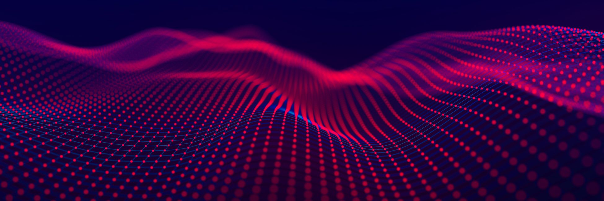 Abstrakte Datenvisualisierung mit roten Punkten auf dunklem Hintergrund – Symbol für digitale Finanzmärkte, Neobroker und moderne Investmenttechnologie.